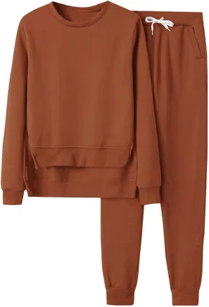 Women's Two Piece Tracksuit Fall Long Sleeve V Neck Althteic Outfit Hoodie Sweatshirt Long Pants Outfits