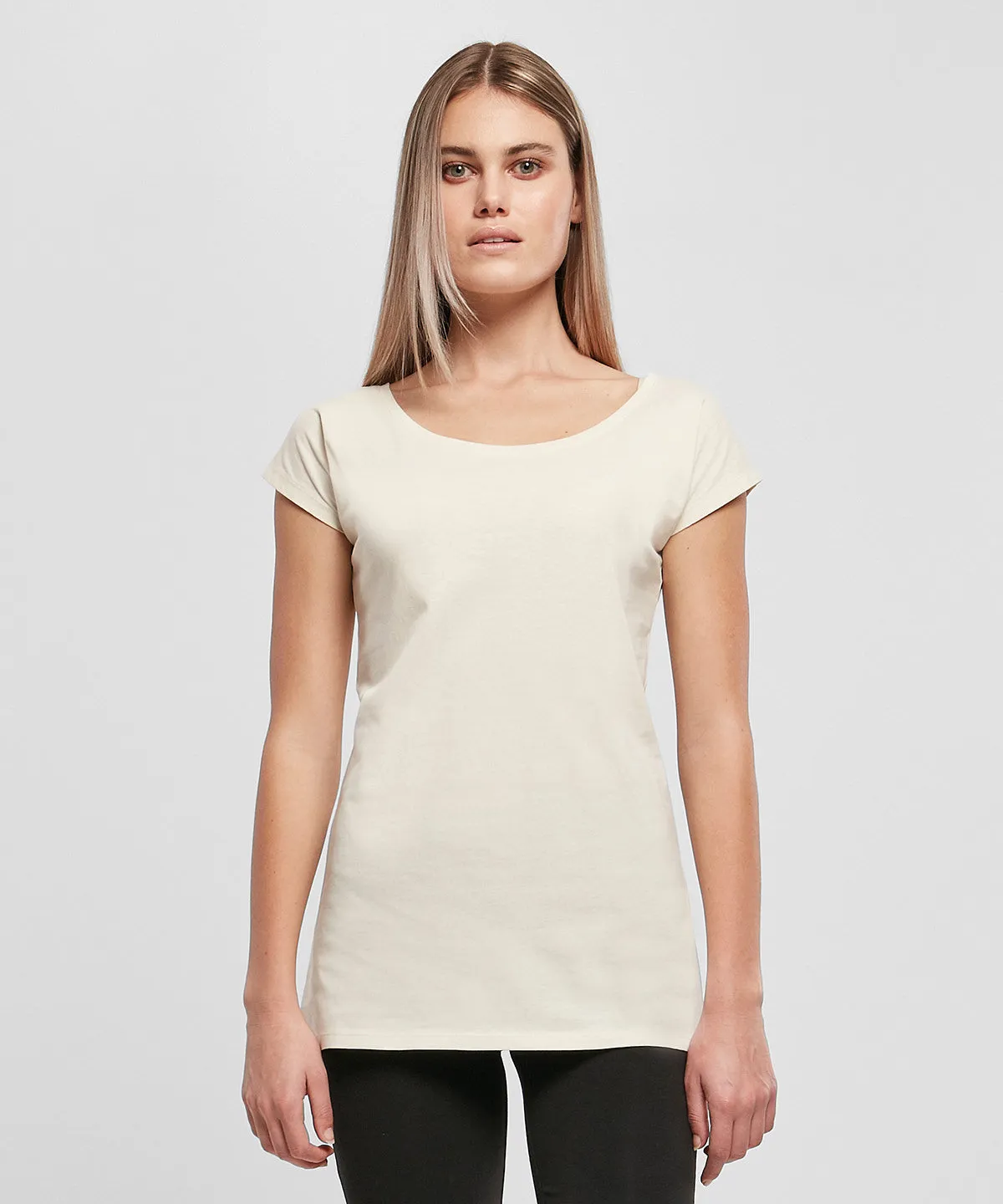 Womens wide neck tee | Heather Grey
