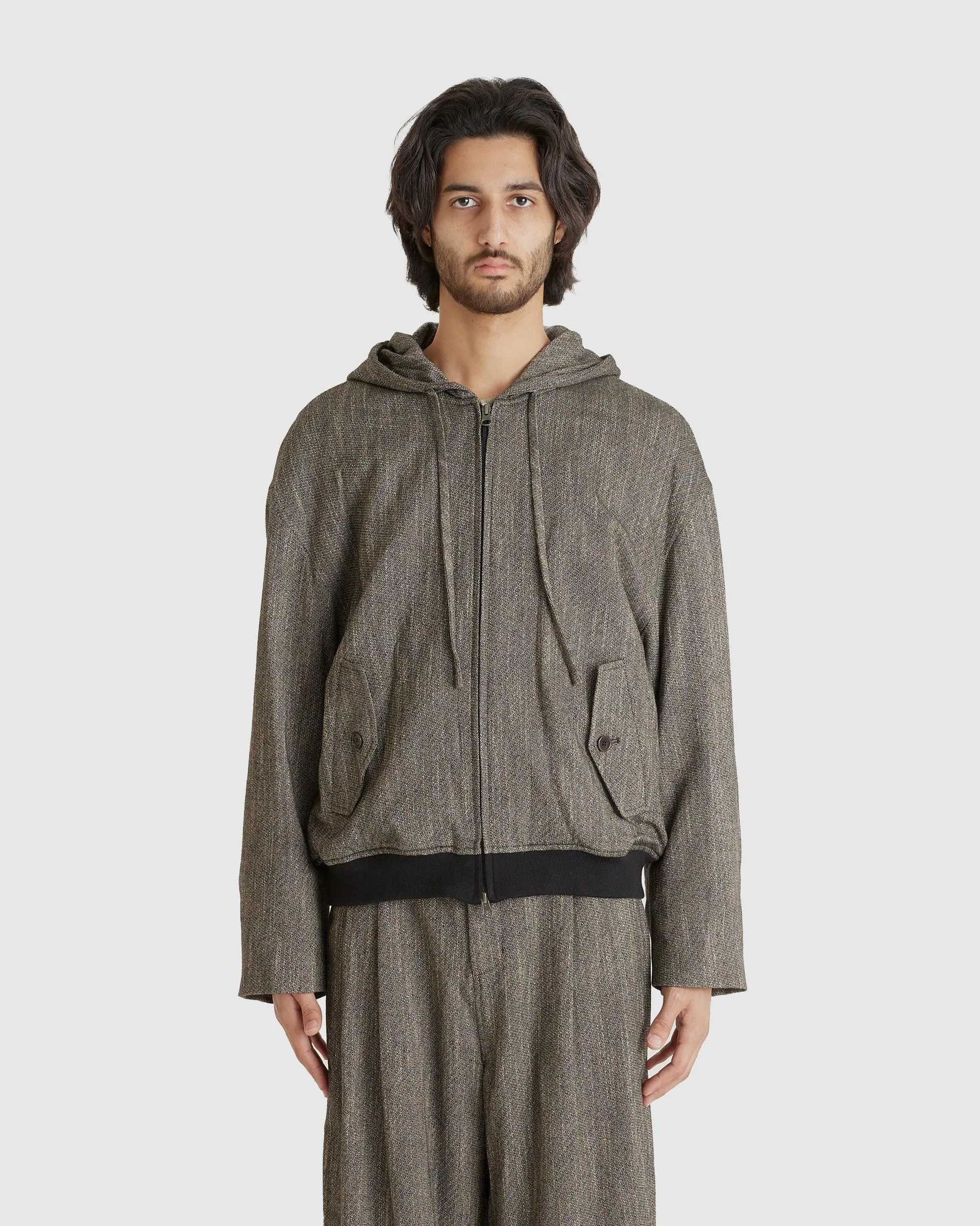 Wool Tweed Hooded Jumper