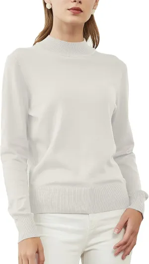 Woolicity Womens Mock Neck Sweater Long Sleeve Knit Pullover Tops Casual Lightweight Jumper Loose Pullover Tops
