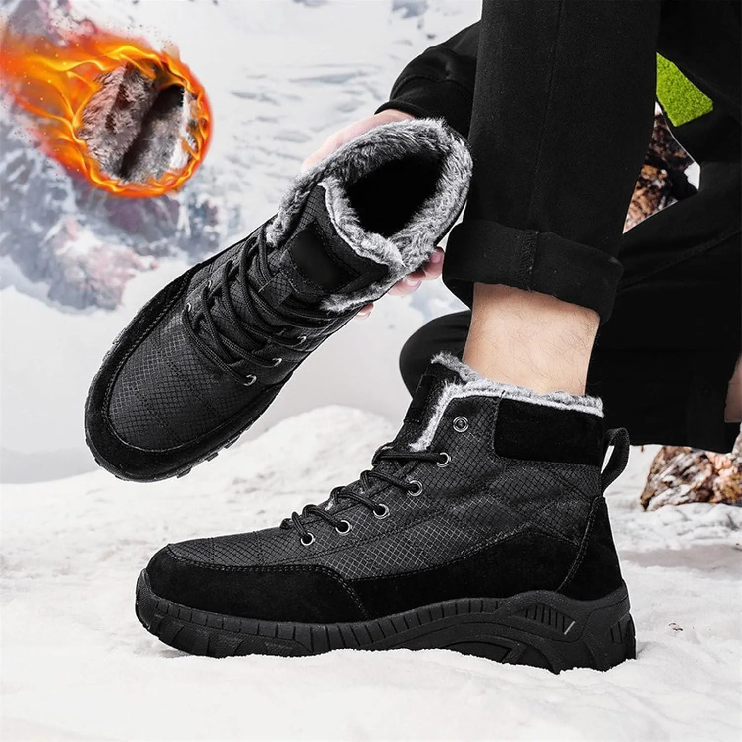 Work Boots for Men Slip On Hiking Sneakers Shoes Warm Working Shoes for Women Waterproof Waterproof Outdoor Shoes Leather Comfortable Hike Grounded Footwear