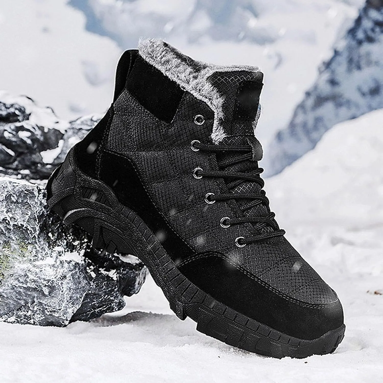 Work Boots for Men Slip On Hiking Sneakers Shoes Warm Working Shoes for Women Waterproof Waterproof Outdoor Shoes Leather Comfortable Hike Grounded Footwear