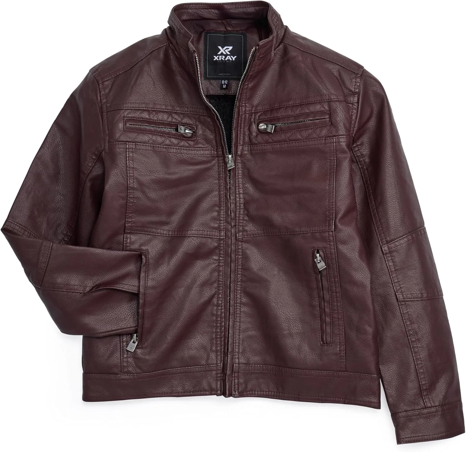 X RAY Teen Faux Leather Jacket for Fall & Winter (S - XL), Kids Outerwear Coat, Motorcycle PU Leather Jacket for Boys