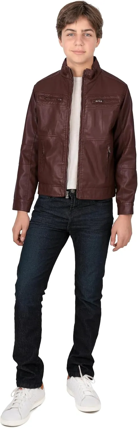 X RAY Teen Faux Leather Jacket for Fall & Winter (S - XL), Kids Outerwear Coat, Motorcycle PU Leather Jacket for Boys