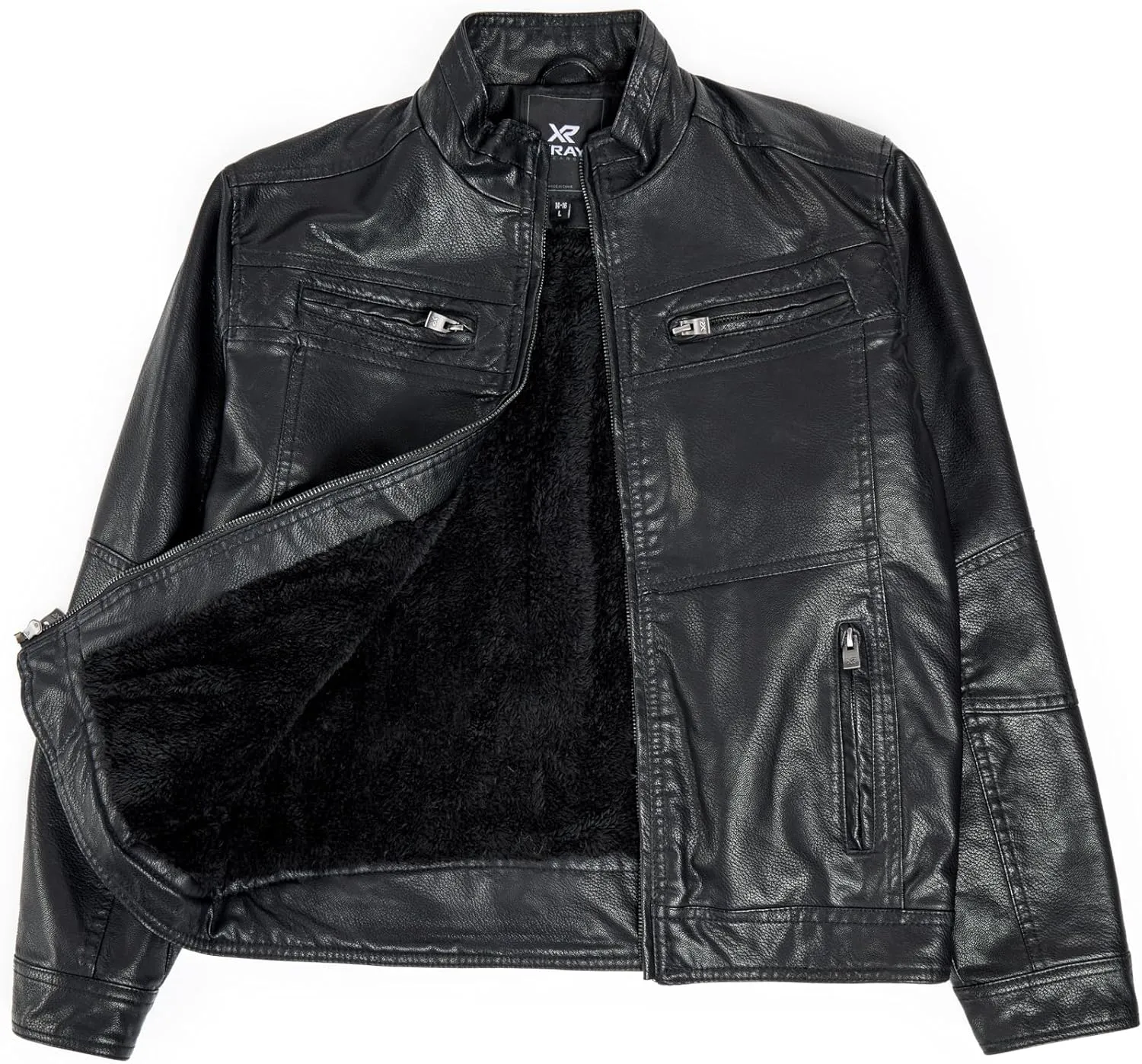 X RAY Teen Faux Leather Jacket for Fall & Winter (S - XL), Kids Outerwear Coat, Motorcycle PU Leather Jacket for Boys