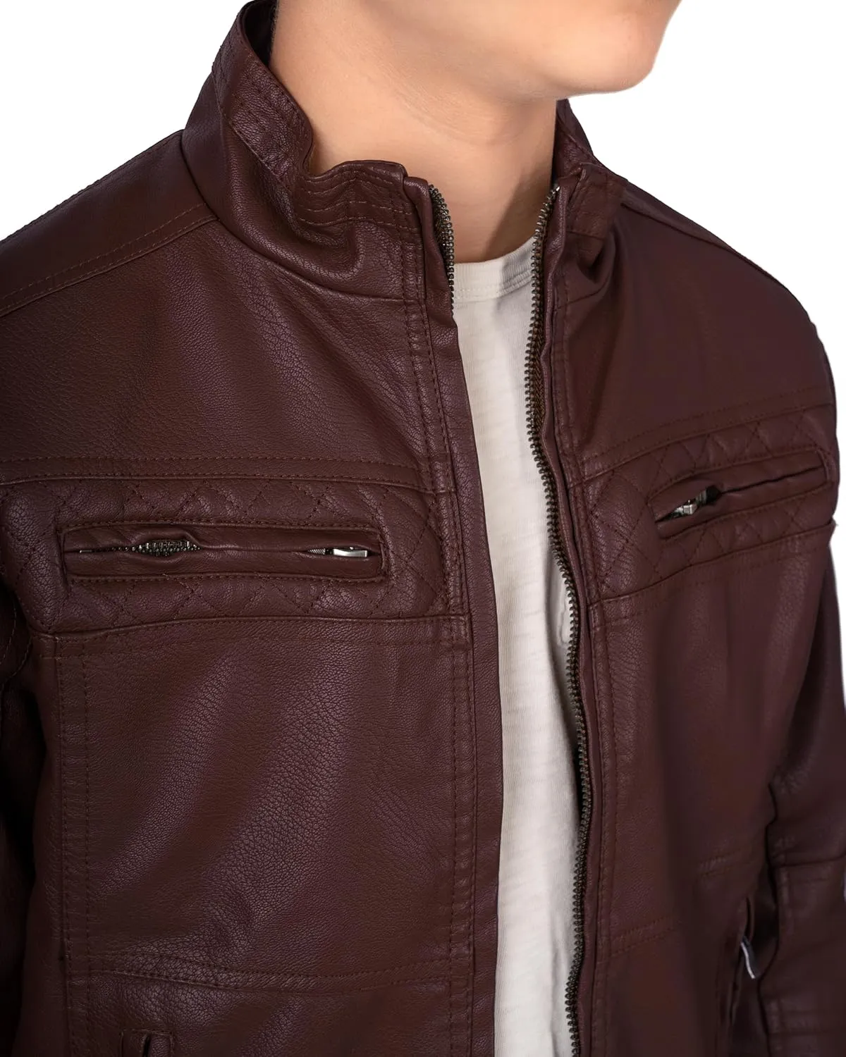 X RAY Teen Faux Leather Jacket for Fall & Winter (S - XL), Kids Outerwear Coat, Motorcycle PU Leather Jacket for Boys