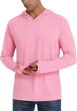 Xingfenly Men's Hooded Sun Protection -Shirt Summer Thumb Holes 50  Hoodie Shirts Quick Dry Beach Long Sleeve Tops