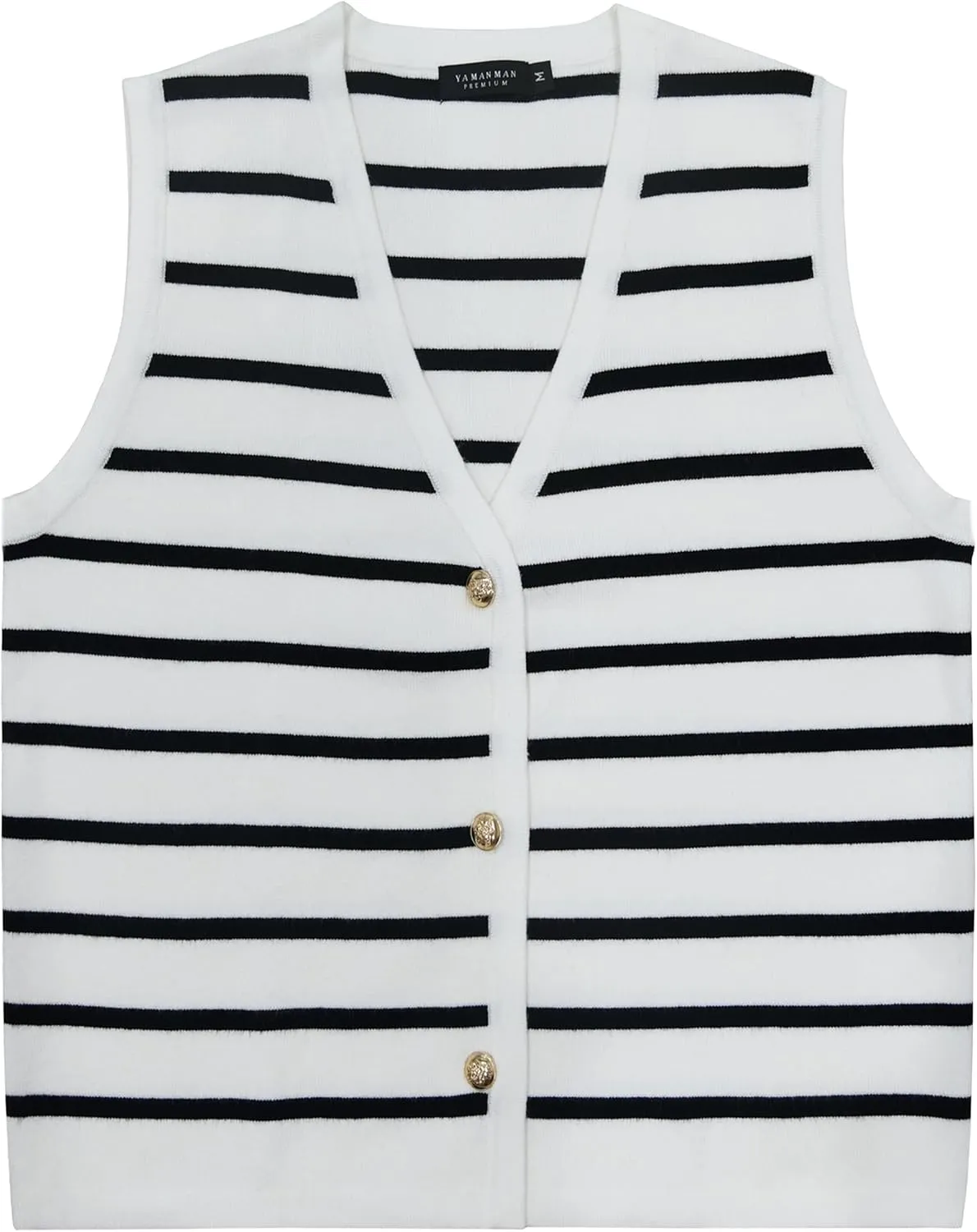 YAMANMAN Sweater Vest for Women Striped Knit Cropped Tank Tops Sleeveless Button Up Cardigan Sweater Vests 2024 Fashion