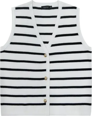 YAMANMAN Sweater Vest for Women Striped Knit Cropped Tank Tops Sleeveless Button Up Cardigan Sweater Vests 2024 Fashion