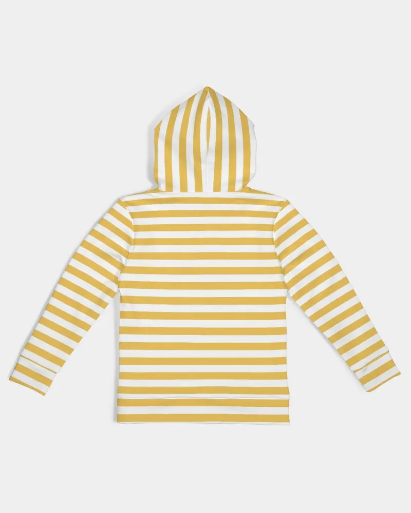 Yellow Stripes on White Kids Hoodie