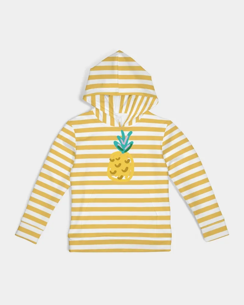 Yellow Stripes on White Kids Hoodie