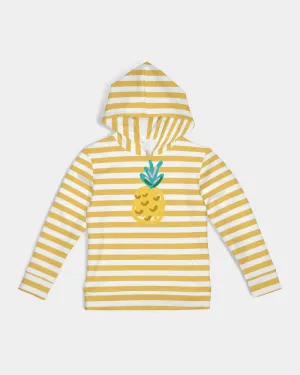Yellow Stripes on White Kids Hoodie