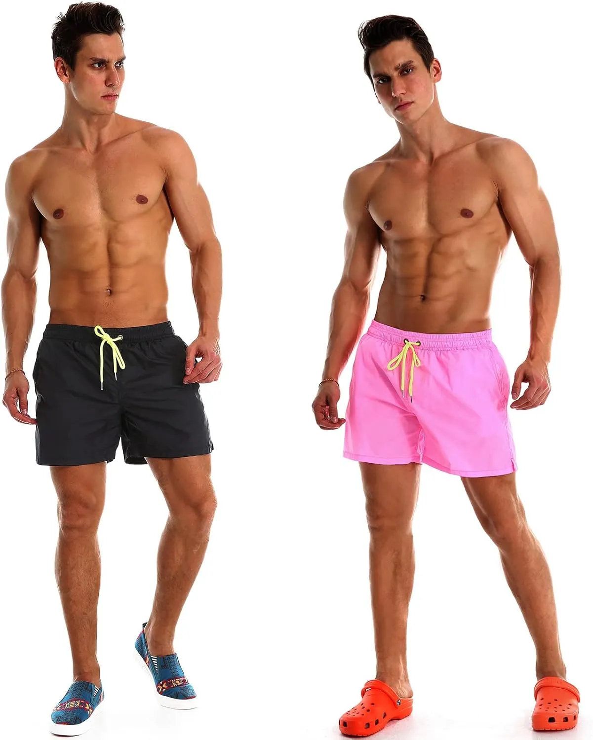 YnimioAOX 2 Pack Men's Swim Trunks Quick Dry Beach Shorts with Mesh Lining
