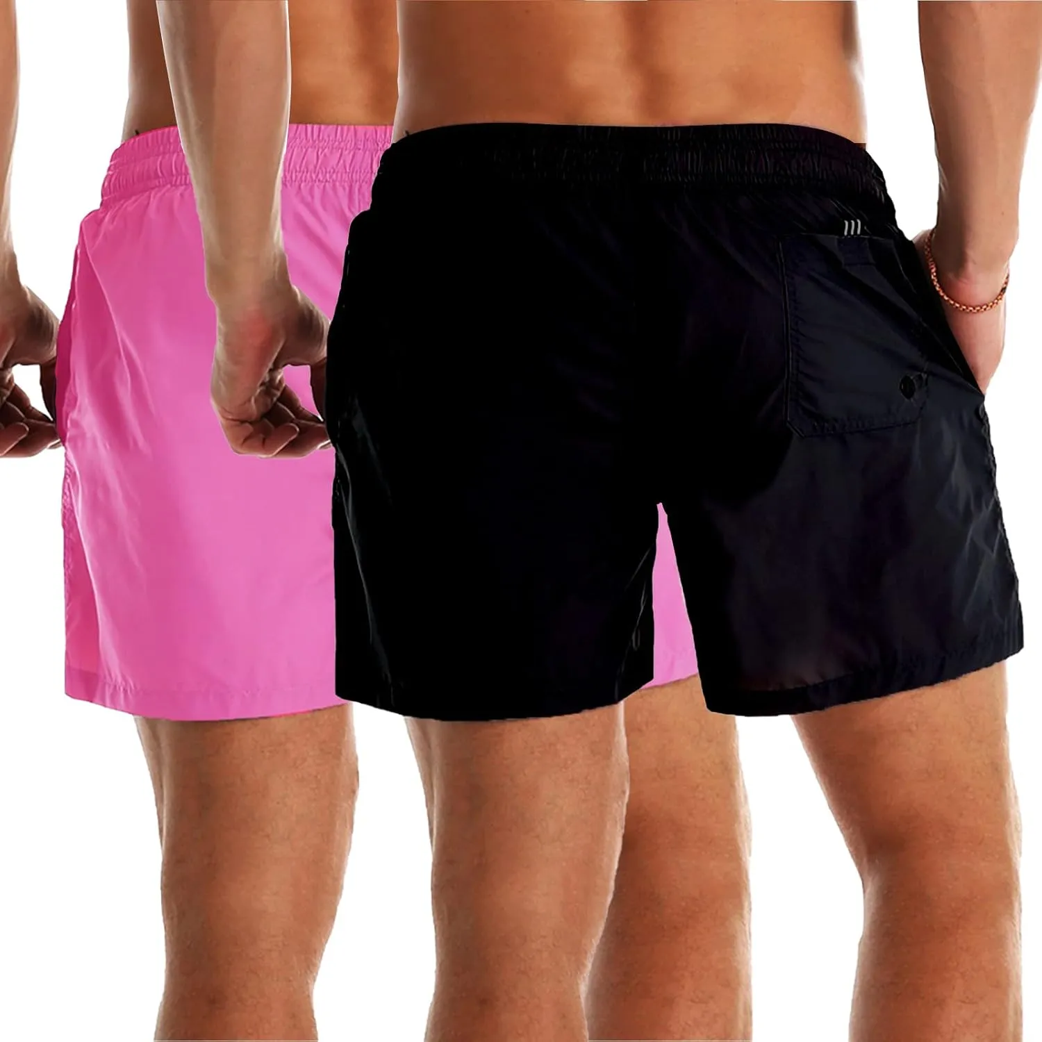 YnimioAOX 2 Pack Men's Swim Trunks Quick Dry Beach Shorts with Mesh Lining