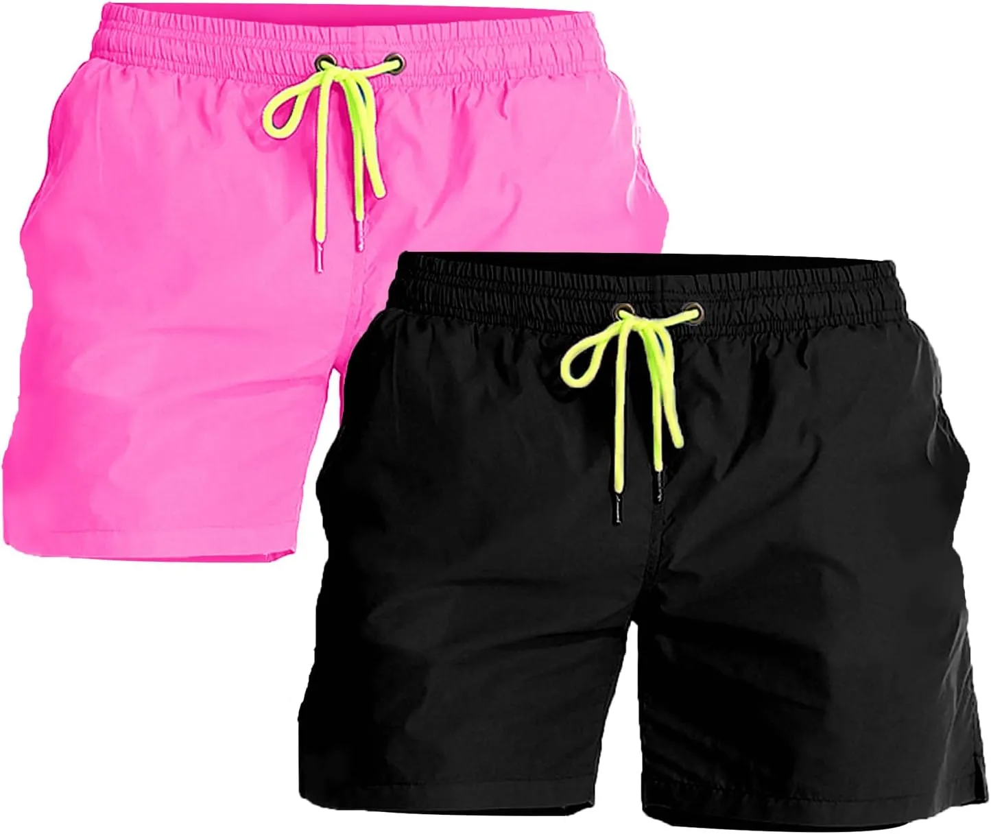 YnimioAOX 2 Pack Men's Swim Trunks Quick Dry Beach Shorts with Mesh Lining