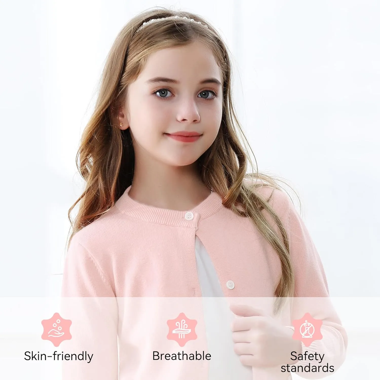 Zando Girls Cardigan Sweater Cotton Girls Long Sleeve Sweater Crewneck Button Up Knit Sweaters for Girls 4-12 Years