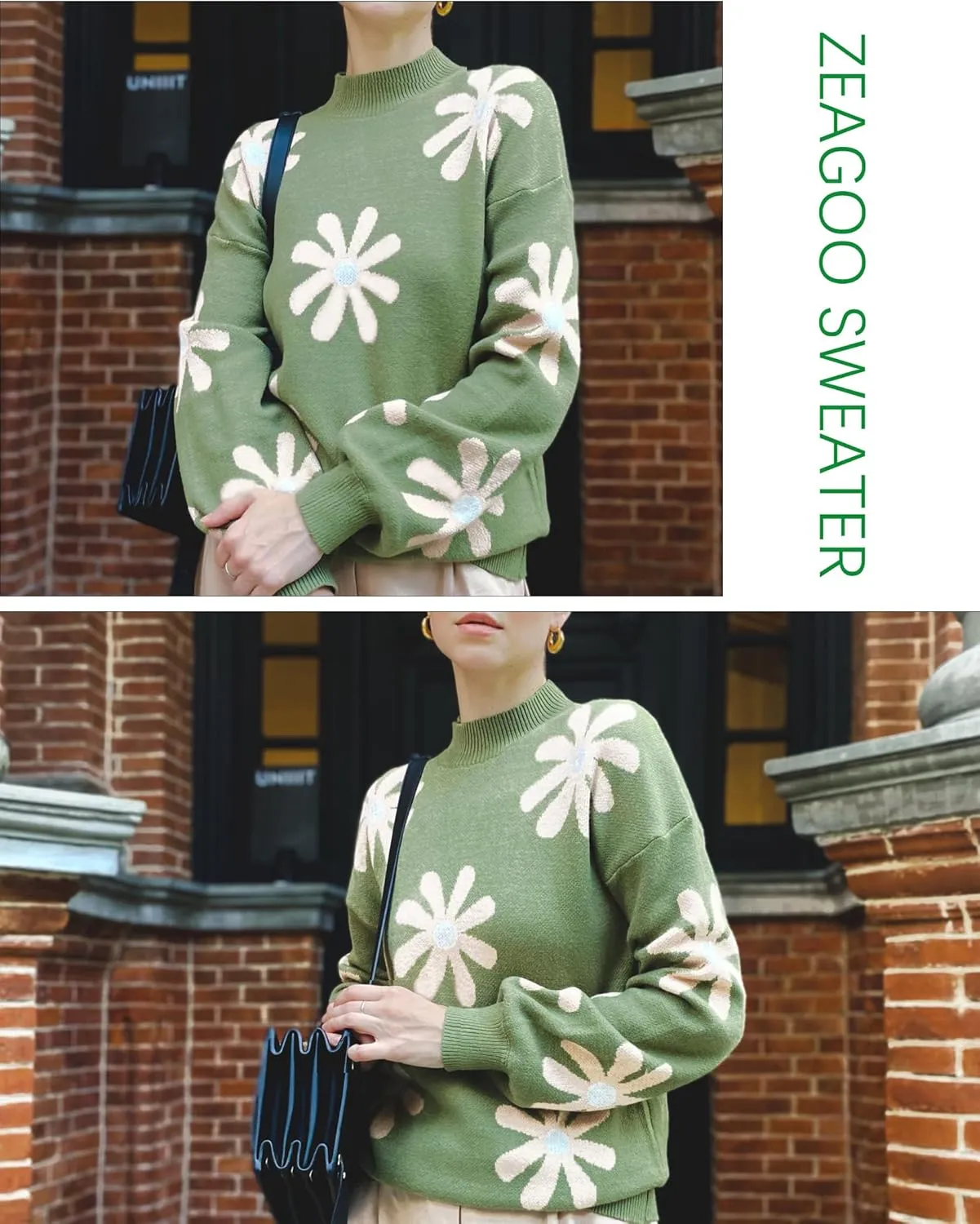Zeagoo Sweaters for Women 2025 Fashion Trendy Long Sleeve Turtleneck Pullover Lantern Knit Sweater Tops