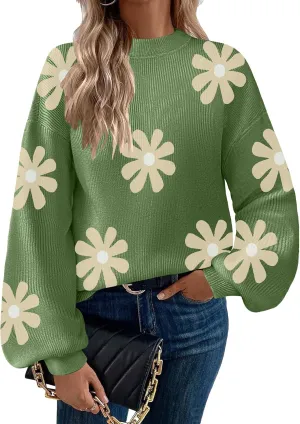 Zeagoo Sweaters for Women 2025 Fashion Trendy Long Sleeve Turtleneck Pullover Lantern Knit Sweater Tops