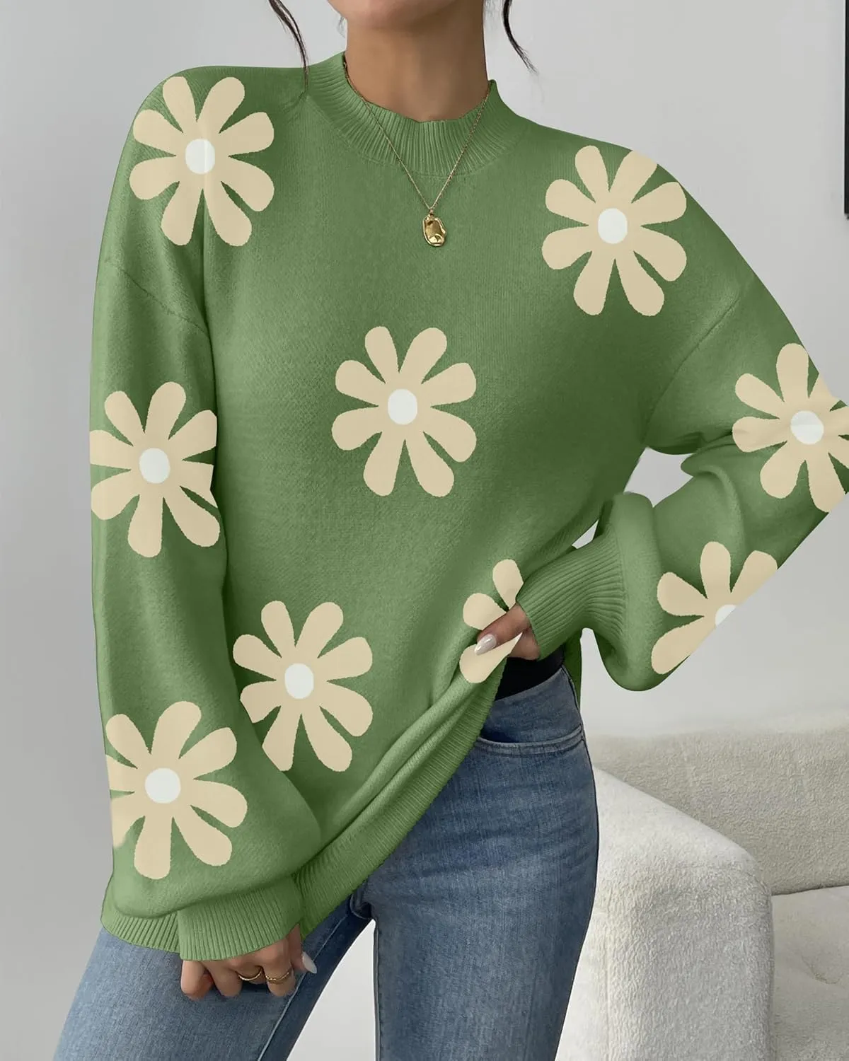 Zeagoo Sweaters for Women 2025 Fashion Trendy Long Sleeve Turtleneck Pullover Lantern Knit Sweater Tops