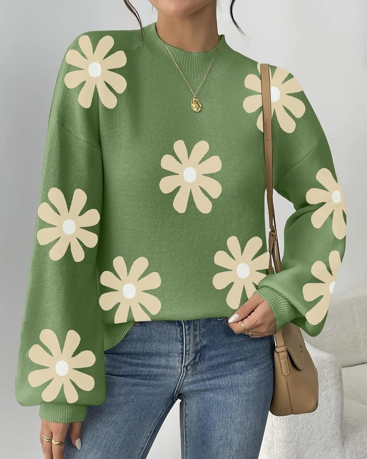 Zeagoo Sweaters for Women 2025 Fashion Trendy Long Sleeve Turtleneck Pullover Lantern Knit Sweater Tops