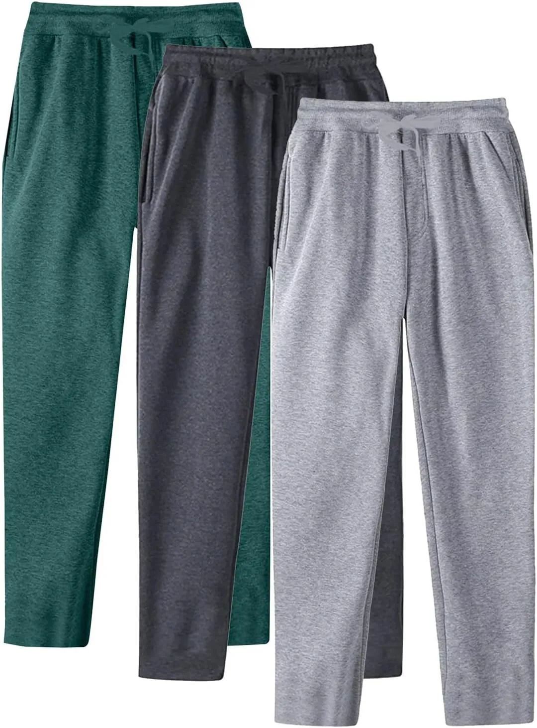 ZYXTIM 3 Pack Tracksuit Bottoms Mens Elastic Waist Active Athletic Workout Jogger Sweatpant Plus Size Stretch Casual Trousers