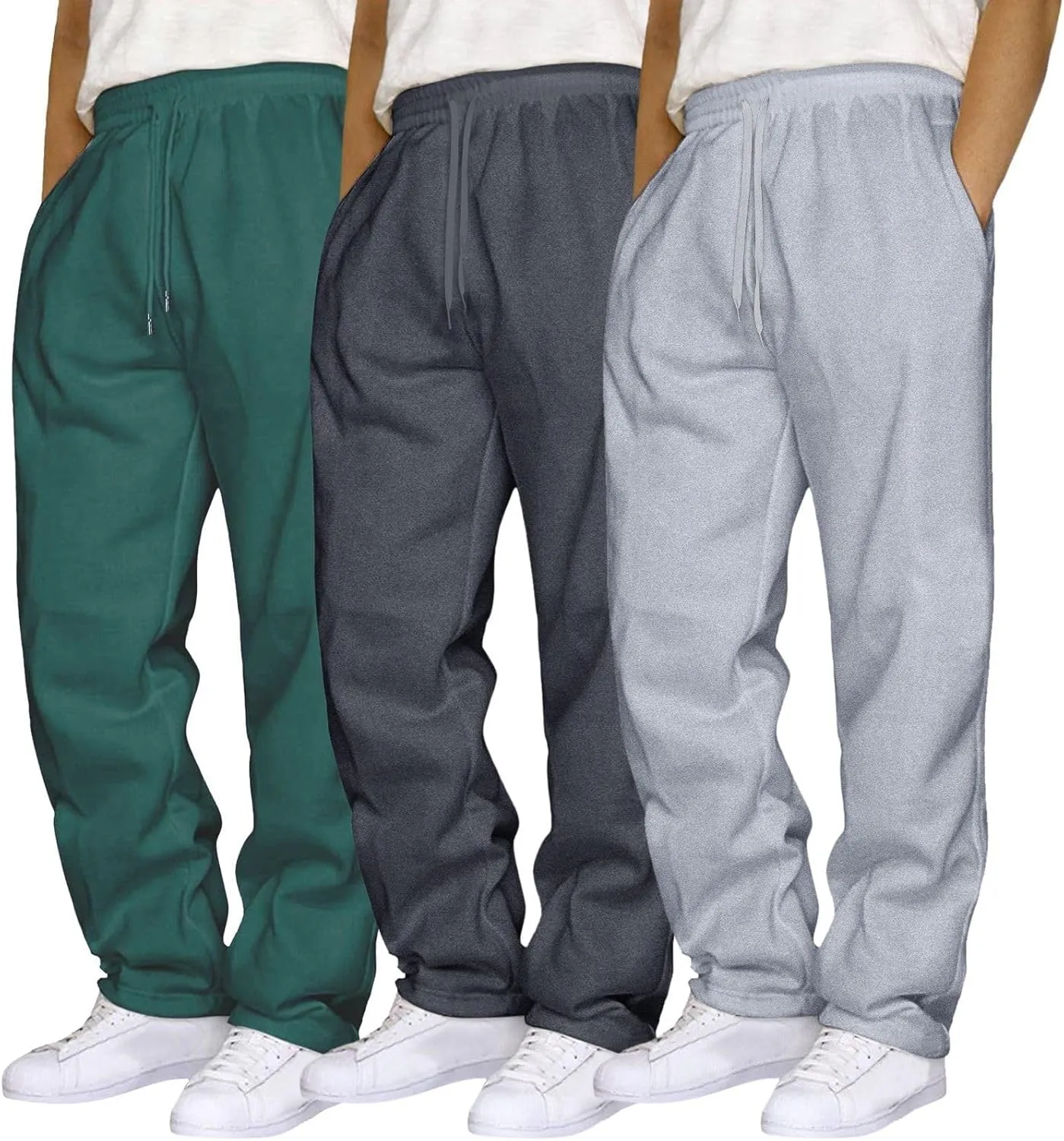 ZYXTIM 3 Pack Tracksuit Bottoms Mens Elastic Waist Active Athletic Workout Jogger Sweatpant Plus Size Stretch Casual Trousers