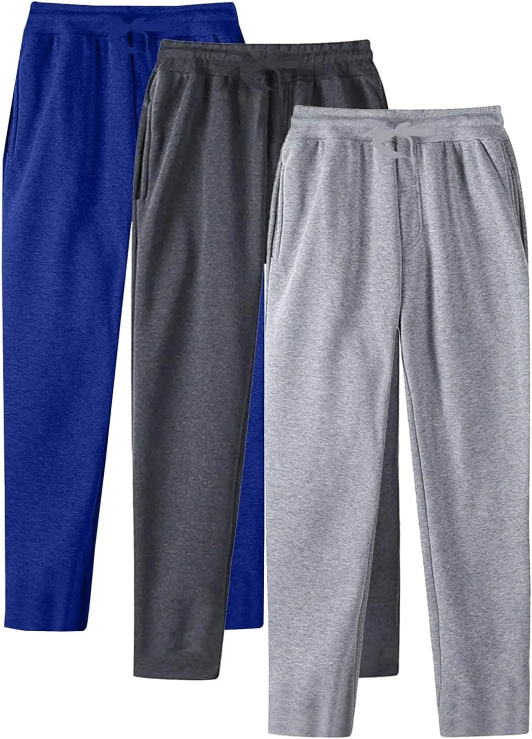 ZYXTIM 3 Pack Tracksuit Bottoms Mens Elastic Waist Active Athletic Workout Jogger Sweatpant Plus Size Stretch Casual Trousers