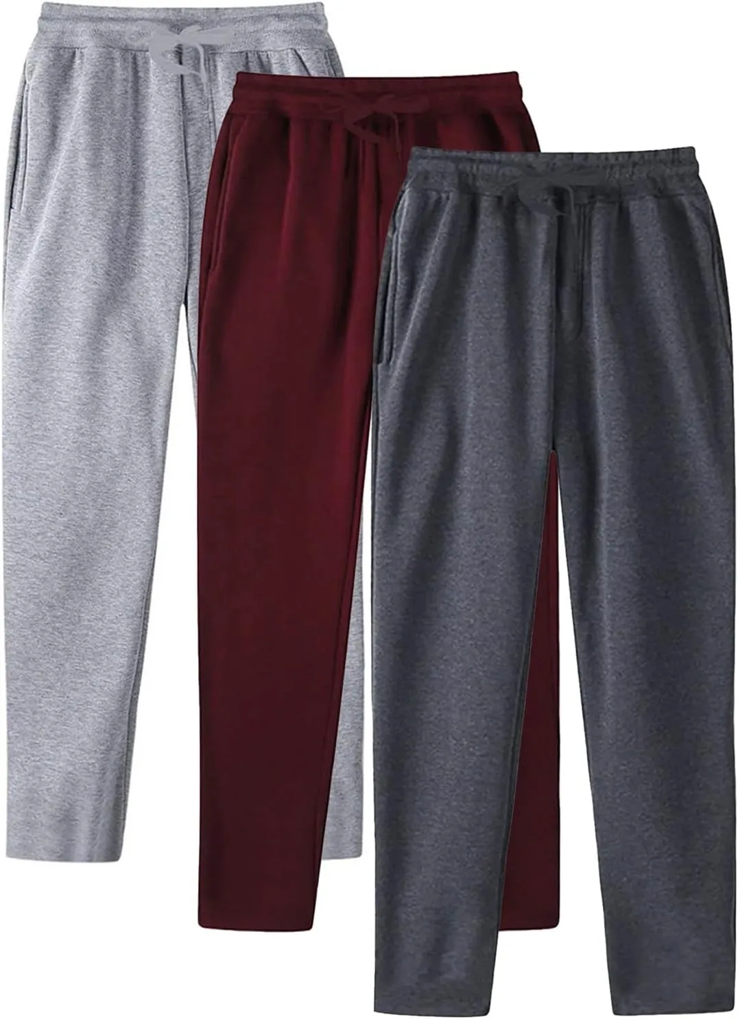 ZYXTIM 3 Pack Tracksuit Bottoms Mens Elastic Waist Active Athletic Workout Jogger Sweatpant Plus Size Stretch Casual Trousers