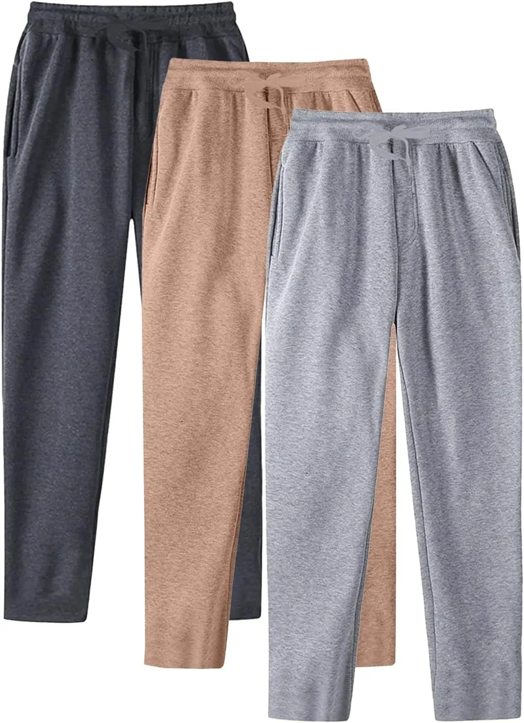 ZYXTIM 3 Pack Tracksuit Bottoms Mens Elastic Waist Active Athletic Workout Jogger Sweatpant Plus Size Stretch Casual Trousers