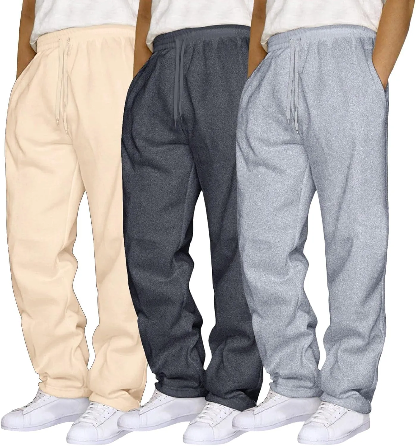 ZYXTIM 3 Pack Tracksuit Bottoms Mens Elastic Waist Active Athletic Workout Jogger Sweatpant Plus Size Stretch Casual Trousers