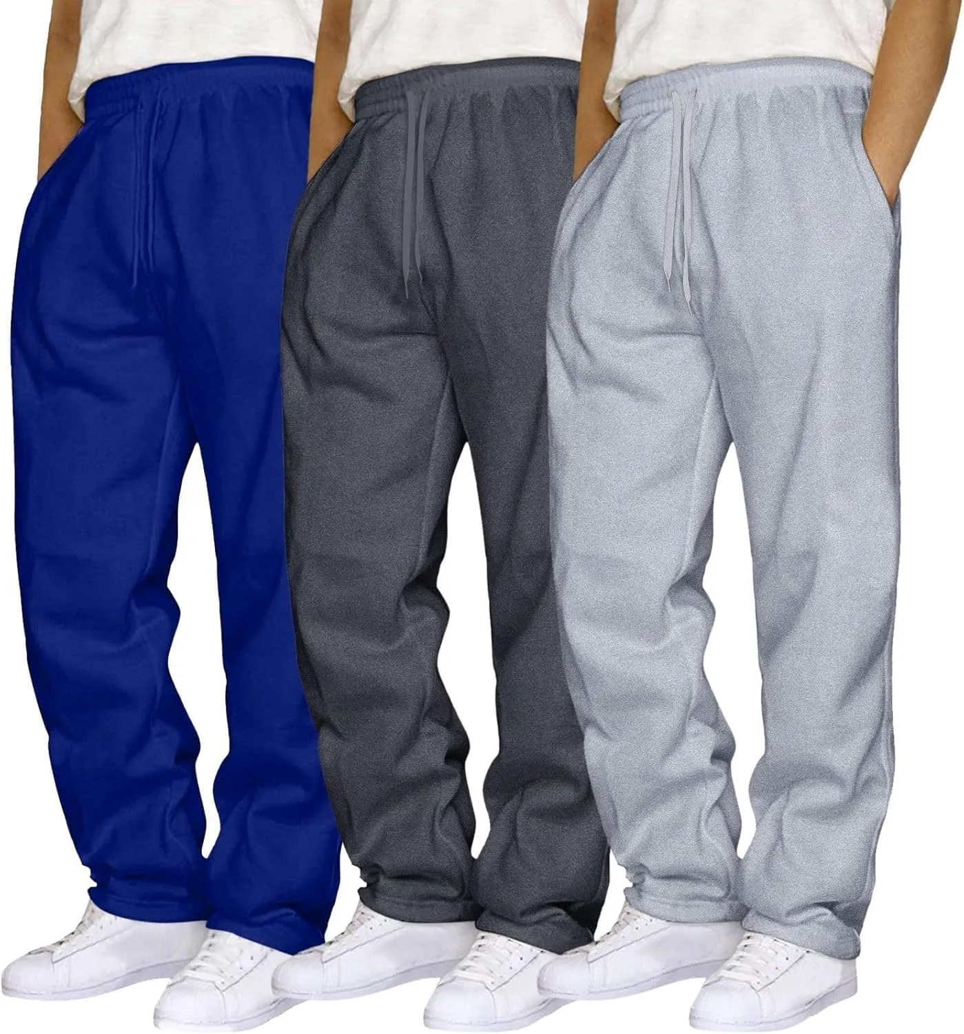 ZYXTIM 3 Pack Tracksuit Bottoms Mens Elastic Waist Active Athletic Workout Jogger Sweatpant Plus Size Stretch Casual Trousers