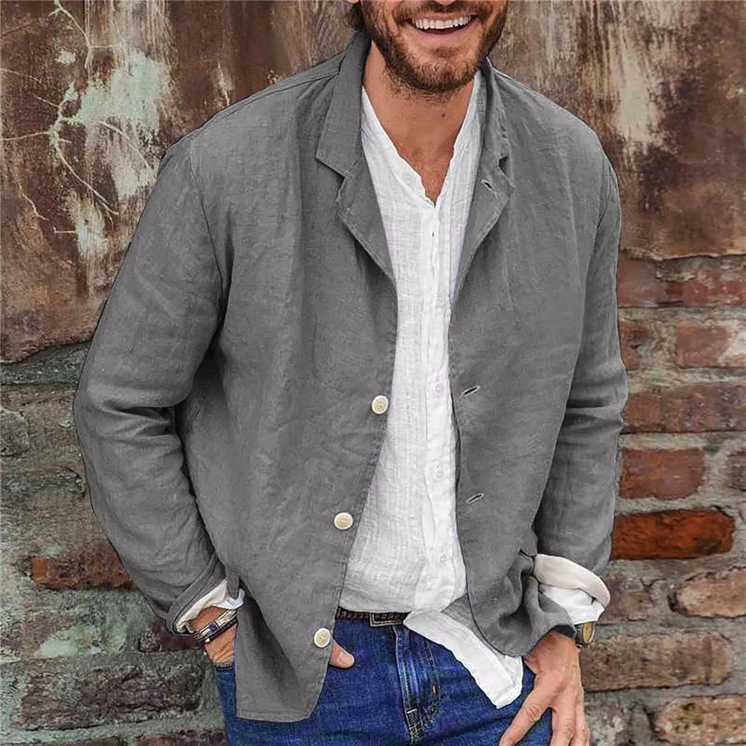 ZYXTIM Men's Casual Blazer Sport Coat Long Sleeve Button Down Lightweight Slim Casual Business Work Jackets Coat Plus Size